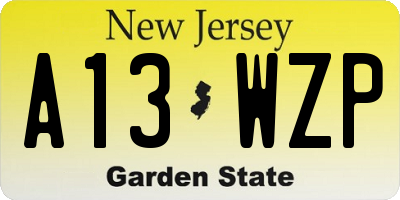 NJ license plate A13WZP
