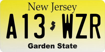 NJ license plate A13WZR