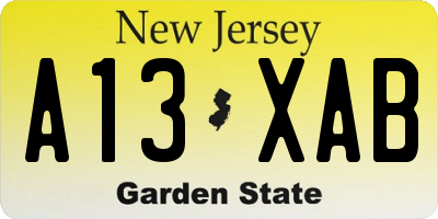 NJ license plate A13XAB