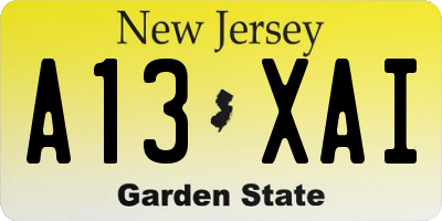 NJ license plate A13XAI