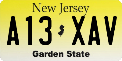 NJ license plate A13XAV