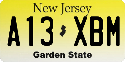 NJ license plate A13XBM