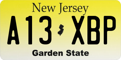 NJ license plate A13XBP