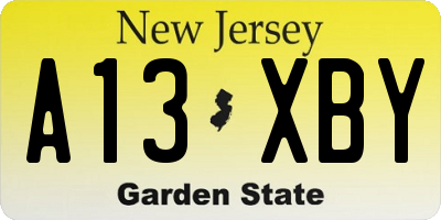 NJ license plate A13XBY