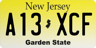 NJ license plate A13XCF
