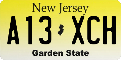 NJ license plate A13XCH