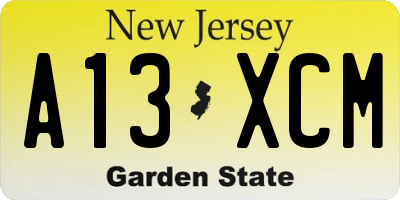 NJ license plate A13XCM
