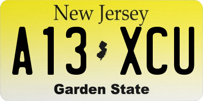 NJ license plate A13XCU