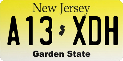 NJ license plate A13XDH