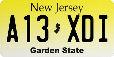 NJ license plate A13XDI