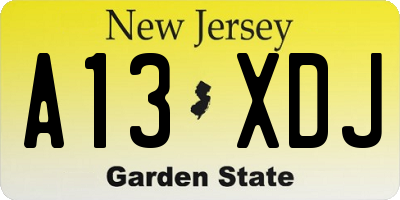 NJ license plate A13XDJ