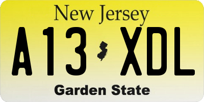 NJ license plate A13XDL