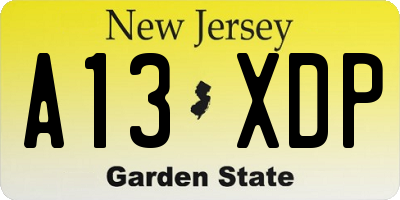NJ license plate A13XDP