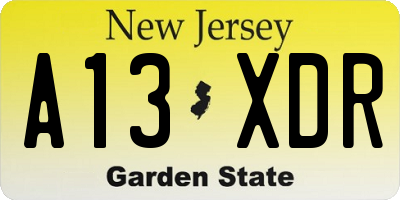 NJ license plate A13XDR