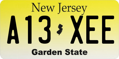 NJ license plate A13XEE