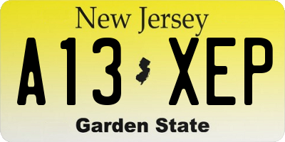 NJ license plate A13XEP