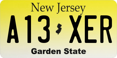 NJ license plate A13XER