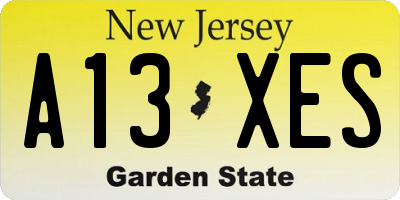 NJ license plate A13XES