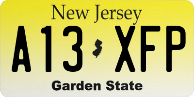 NJ license plate A13XFP