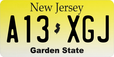 NJ license plate A13XGJ