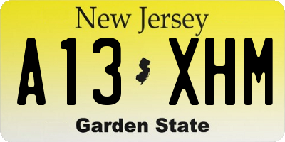 NJ license plate A13XHM