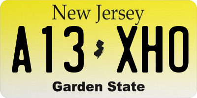NJ license plate A13XHO