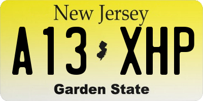 NJ license plate A13XHP