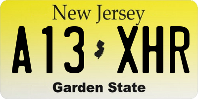 NJ license plate A13XHR