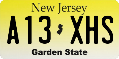 NJ license plate A13XHS