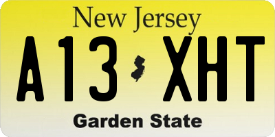 NJ license plate A13XHT