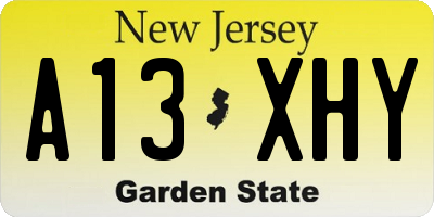 NJ license plate A13XHY