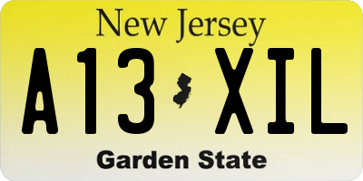 NJ license plate A13XIL