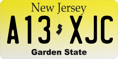 NJ license plate A13XJC