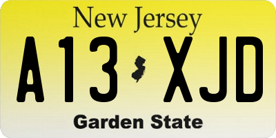 NJ license plate A13XJD