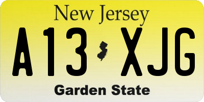 NJ license plate A13XJG