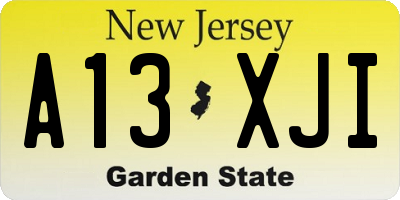 NJ license plate A13XJI