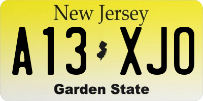NJ license plate A13XJO