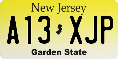NJ license plate A13XJP