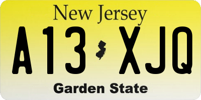 NJ license plate A13XJQ