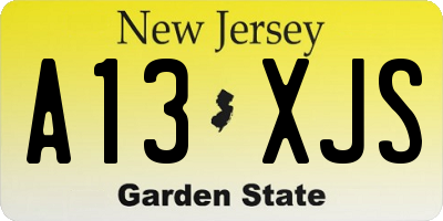 NJ license plate A13XJS