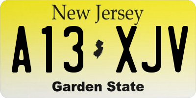 NJ license plate A13XJV