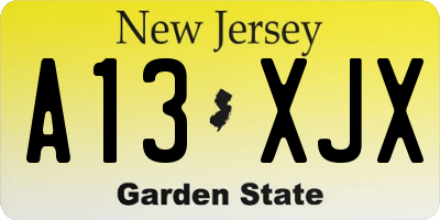 NJ license plate A13XJX