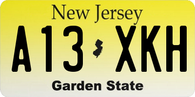 NJ license plate A13XKH