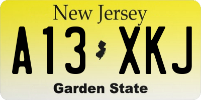 NJ license plate A13XKJ