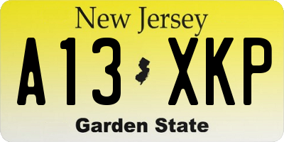 NJ license plate A13XKP