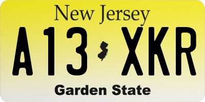 NJ license plate A13XKR