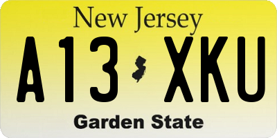 NJ license plate A13XKU