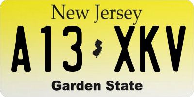 NJ license plate A13XKV