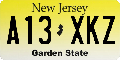 NJ license plate A13XKZ