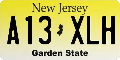 NJ license plate A13XLH